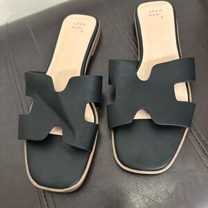 a new day Black Slide Sandals